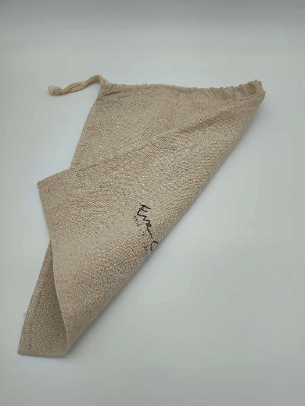 EVA CREDO Made in America Linen Drawstring Dust Bag Beige Storage Pouch EUC